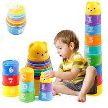 8PCS Educational Baby Toys 6Month Figures Letters Foldind Stack Cup Tower Children Early Intelligence Alphabet Toy for Children 2024 - купить недорого