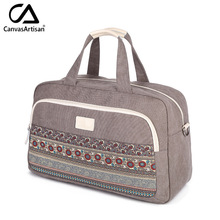 Canvas Women Travel Bags Best Carry on Luggage Bags Woman Duffel Bags Travel Tote Large Weekend Bag Overnight Printing Hand 2024 - buy cheap