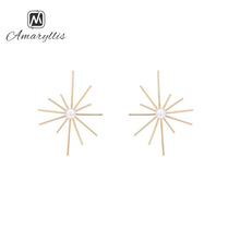 Amaiyllis Chunky Gold Color Metal Geometric Stud Earrings For Women Exaggerated Party S925 Silver Pin Post Earring Brinco Bijoux 2024 - buy cheap