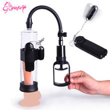 Male Masturbator Penis Pump Vibrator Vacuum Trainer Male Penis Pump Enlarger Enlargement Sucking Vacuum Sleeve Adult Sex Toy 2024 - buy cheap