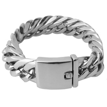 17*220mm Big wide Cuban Miami Chain Bracelet Stainless Steel Silver Color Chains Bracelets Bangle for Men Hip Hop Rock Jewelry 2024 - buy cheap