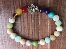 Pulseira de palma do chakra, bracelete de pedra natural de 8mm, bracelete amazonita, pulseira de oração yoga, contas mala de meditação 2024 - compre barato