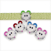 10PCS 8mm Enamel Cute Ear Mouse Slide Charms Slide Beads DIY 8mm Hole Bracelets Wristbands,Belt Straps Pet Name Collar 2024 - buy cheap