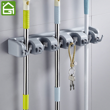 Broom Mop Holder with Hooks Multipurpose Wall Mounted Organizer Hanger for Bathroom Kitchen 2024 - buy cheap