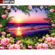 HOMFUN-pintura de diamante redondo/cuadrado completa, cuadro artesanal 5D, "puesta de sol, paisaje, flor", punto de cruz, decoración del hogar 5D A07528 2024 - compra barato