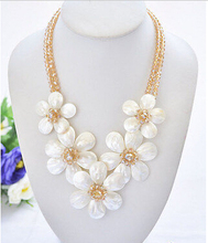 Beautiful  handmade 2row 20" 50mm faceted  white shell flower necklace 2024 - buy cheap