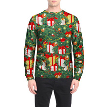 Рождественские толстовки Мужчины с длинным рукавом О-образным вырезом пуловеры осень/зима Творческий Рождественская елка Объёмный рисунок (3D-принт) мужские толстовки 2024 - купить недорого