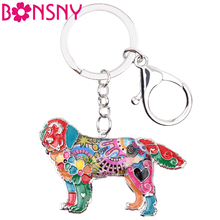 Bonsny chaveiro de esmalte direto do cão, anel de chaveiro para mulheres e meninas, bolsa de presente, pingente de carro, joia animal de moda 2024 - compre barato