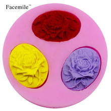 Facemile 3 Rose Flower Silicone Fondant Molds Sugar Craft Tool Chocolate Soap Candle Molds For Gift Cupcake Decoration 50-100 2024 - buy cheap