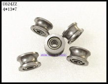 50pcs/Lot U624ZZ 624UU 4x13x7mm U Groove Carbon Steel Deep Groove Ball Bearing Traces Walking Guide Rail Bearing Brand New 2024 - buy cheap