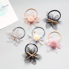 15pcs/lot Fashion Kids Elastic Hair Ties Bands Elegant Lace Flowers Hair Rope For Children Fine Ribbon Bow Hair Accessories 2024 - buy cheap