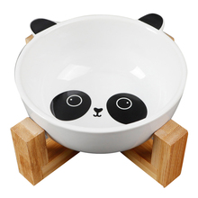 New Dog Cat Bowls  Cute Cartoon Pattern Ceramic Feeding Feeder Water Bowl For Pet Dog Cats Puppy Food Dish  with Wood Stand 2024 - buy cheap