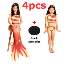 Girls New Big Mermaid Tail With Black Monofin Children Halloween Swimmable Cosplay Costumes Kids Swimsuits Beach Fancy Tails 2024 - buy cheap
