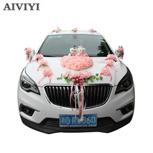 Heart-shaped cute bear wedding car flower artificial flower silk wreath wedding car decoration Christmas 1 piece set 2024 - buy cheap