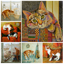 Pintura al óleo 5D Animal diamante bordado mosaico punto de cruz cristal cuadrado establece inacabado decorativo Diy gato pintado diamante 2024 - compra barato