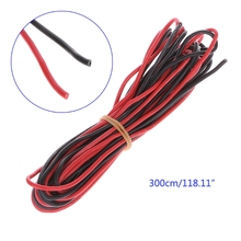 3 Meter Red + Black Soft Cable RC Lipo Battery ESC Silicone Wire 18AWG Heatproof 2024 - buy cheap