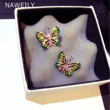 Naweily brincos de borboleta super bonitos, brincos de borboleta da moda femininos, com strass, presente de joias ndem1713 2024 - compre barato