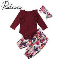 Newborn Baby Girls Outfit Romper Jumpsuit Tops Floral Pants Trousers Kids Clothes Set 0-18 Months 2024 - buy cheap