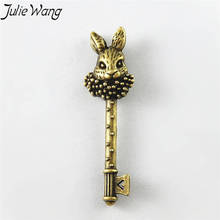Julie Wang 10pcs Alloy Rabbit Key Antique Bronze Vintage Charms Necklace Pendants Earrings Jewelry Making Metal Accessory 2024 - buy cheap