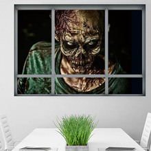 3D Halloween Zombie Fake Window Ghost Decals Window Wall Sticker Scary Wallpaper Removable Home Living Room Decor Poster PVC 2024 - buy cheap