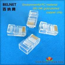 High quality CAT5E UTP crystal head copper chip 50u 24K gold-plated network connectors RJ-45 ethernet cable plug 100pcs/lot 2024 - buy cheap