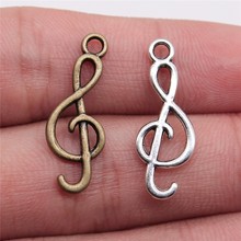 WYSIWYG 20pcs Charms Musical Note 25x9mm Antique Bronze Silver Color Pendants Making DIY Handmade Finding Jewelry For Bracelet 2024 - buy cheap