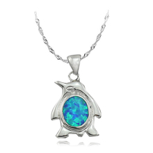 HAIMIS Noble Blue Fire Opal Jewelry Penguin Women Pendant For  Necklace 1'' OP319 2024 - buy cheap