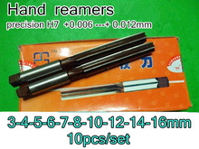 3mm 4mm 5mm 6mm 7mm 8mm 10mm 12mm  14mm 16mm  10pcs/set  Hand  reamers  Reaming drill  precision  H7  +0.006 ---+ 0.012mm 2024 - buy cheap