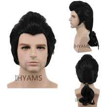 Beauty and the Beast Prince Gaston Wig Black Short Curly Wig Cosplay Halloween Role Play Synthetic Hair + Wig Cap 2024 - buy cheap