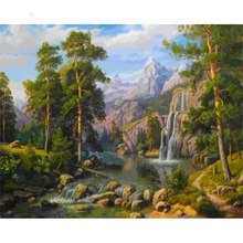 Painting By Numbers DIY Dropshipping 50x65 60x75cm  High mountain waterfall Scenery Canvas Wedding Decoration Art picture Gift 2024 - buy cheap