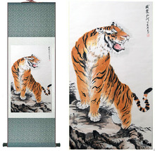 Pintura artística de seda tigre, pintura de arte chinesa para escritório, decoração para casa, tigre chinês 2024 - compre barato