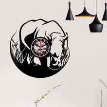 wall clock modern design Creative Style wall clock kitchen Vinyl 3D  rhino animal pattern living room wallpaper clock L0614 2024 - buy cheap