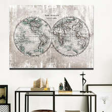 Современная Карта мира, Картина на холсте светильник-серая карта, плакат, цифровая печать, Настенная картина для гостиной, Декор для дома, подарок, без рамки 2024 - купить недорого