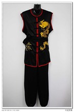 Conjunto de roupa kung fu de dragão wushu, bordado, unissex, uniformes de artes marciais para performance, preto 2024 - compre barato