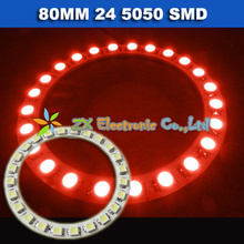 Branco brilhante azul verde amarelo vermelho 2x80mm 24leds smd 5050 led carro anjo olhos auréola anel luz 12v 1 par frente luz faróis 2024 - compre barato