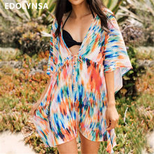2022 Multicolored Bohemian Summer Beach Dress Chiffon Tunic Women Fashion Beachwear Cover-ups Sexy Sheer Pareo Dress sarong N772 2024 - buy cheap
