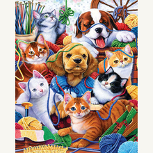 Full Square Diamond Painting Animal Dogs and cats Diamond Embroidery 5D DIY Picture Rhinestone Mosaic Cross stitch Decor Home 2024 - buy cheap