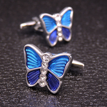 Novelty Luxury blue Butterfly Cufflinks For Mens Women Fashion Novel Cufflink Brand Shirt Cuff Links Wedding Gift 2024 - buy cheap
