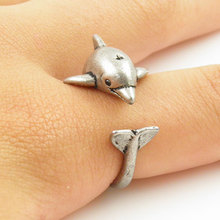 Модное Ювелирное кольцо с дельфином в виде животных, ювелирное серебряное кольцо, удобные кольца на каждый день, простой подарок для мужчин и женщин 2024 - купить недорого