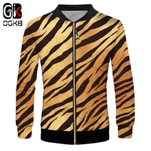 OGKB New Black White Leopard Print Man Zip Jacket 3D Printed Medium And Long Section Casual Big Size Costuming Men's Zipper Coat 2024 - buy cheap