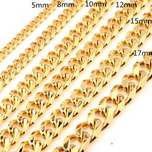 5/8/10/12/15/17/19mm Men's Necklace Stainless Steel Cuban Link Chain Polished Gold Color Male Jewelry Gifts for Men 7-40 Inch 2024 - buy cheap