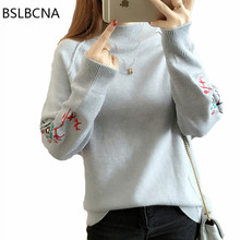 Korean Style 2022 Autumn Winter New Women Clothing Embroidery Sweater Knittwear Long Sleeve Casual Short Knit Tops Female A208 2024 - buy cheap