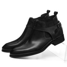 Botas de cano curto masculinas, botas na moda de couro genuíno para homens, com fivela, para motocicleta, outono 2024 - compre barato