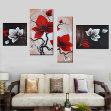 Noah Art Modular Pictures Hand Painted Abstract Oil Paintings on Canvas Red Orchids Flowers Painting for Living Room Decoration 2024 - buy cheap
