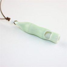 Whistle Necklaces Bamboo Ceramic Pendants White Light Green Color Statement Charm Choker Long Chain Women Men Fashion Jewelry 2024 - buy cheap