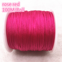 Rollo de hilo de nailon rojo rosa de 100M, cordón de macramé con nudo chino, pulsera trenzada, hilo de abalorios artesanal, 0,8mm, # 00F 2024 - compra barato