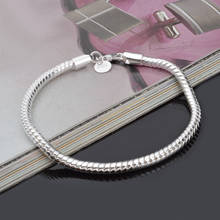 Snake Chain 3MM Wide Silver Plated Bracelets & Bangles For Women Popular Silver Link Chain Bracelet Female Wedding Gift 2024 - buy cheap