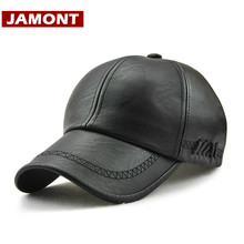 Jammont-Gorra de cuero de alta calidad para hombre, gorro de béisbol de cuero sintético, de marca, Snapback, ajustado, para invierno 2024 - compra barato