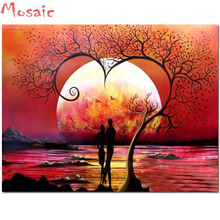 Full Diamond Painting Cross Stitch "couple under a tree " 5d DIY Diamond Embroidery Scenery Needlework Rhinestone Mosaic 2024 - buy cheap