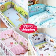 2021 Baby Bumpers Sest 100%Cotton Baby Crib Bumper Unisex Cartoon Bed  Safe Around Baby Bedding Bumpers+Sheet+pillowcase 6pcs 2024 - buy cheap